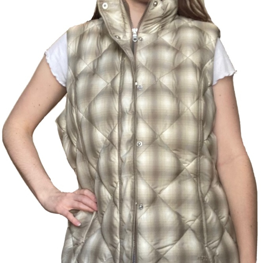 Eddie Bauer Women’s Size Large Plaid Goose Down Puffer Vest